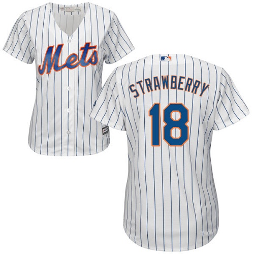 Mets #18 Darryl Strawberry White(Blue Strip) Home Women's Stitched MLB Jersey Mets #18 Darryl Strawberry White(Blue Strip) Home Women's Stitched MLB Jersey