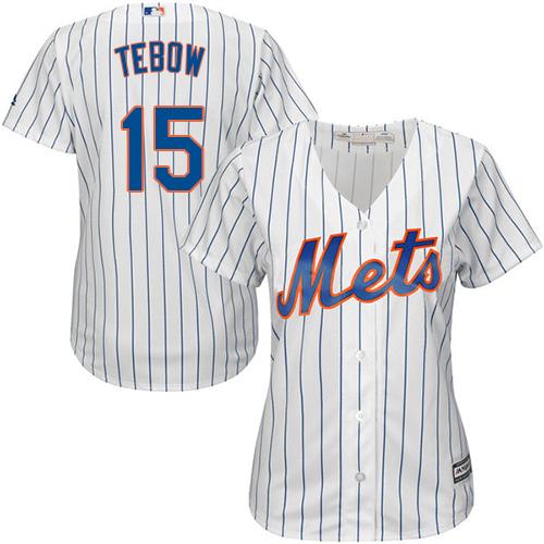 Mets #15 Tim Tebow White(Blue Strip) Home Women's Stitched MLB Jersey Mets #15 Tim Tebow White(Blue Strip) Home Women's Stitched MLB Jersey