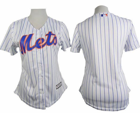 Mets Blank White(Blue Strip) Women's Home Stitched MLB Jersey Mets Blank White(Blue Strip) Women's Home Stitched MLB Jersey