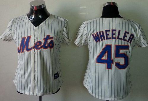 Mets #45 Zack Wheeler Cream(Blue Strip) Women's Fashion Stitched MLB Jersey Mets #45 Zack Wheeler Cream(Blue Strip) Women's Fashion Stitched MLB Jersey
