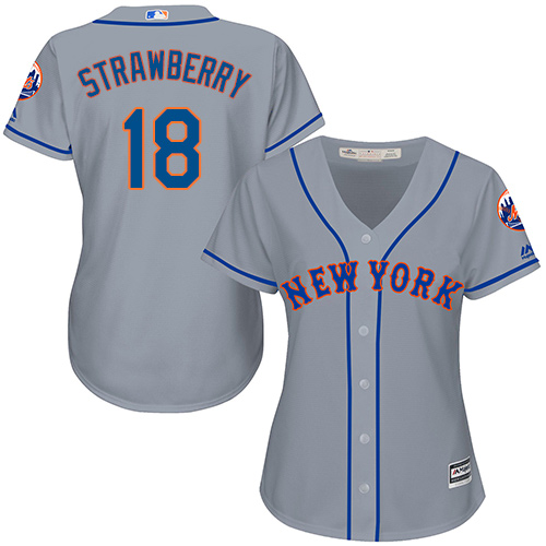Mets #18 Darryl Strawberry Grey Road Women's Stitched MLB Jersey Mets #18 Darryl Strawberry Grey Road Women's Stitched MLB Jersey