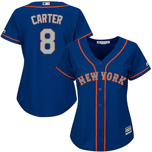 Mets #8 Gary Carter Blue(Grey NO.) Alternate Women's Stitched MLB Jersey Mets #8 Gary Carter Blue(Grey NO.) Alternate Women's Stitched MLB Jersey
