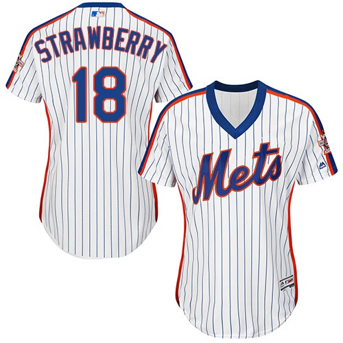 Mets #18 Darryl Strawberry White(Blue Strip) Alternate Women's Stitched MLB Jersey Mets #18 Darryl Strawberry White(Blue Strip) Alternate Women's Stitched MLB Jersey