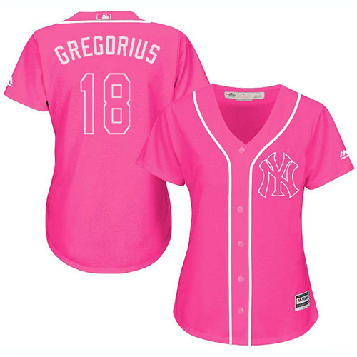 Yankees #18 Didi Gregorius Pink Fashion Women's Stitched MLB Jersey Yankees #18 Didi Gregorius Pink Fashion Women's Stitched MLB Jersey