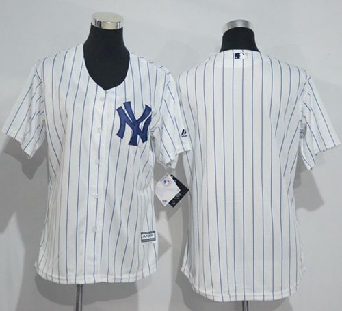 Yankees Blank White Strip Women's Home Stitched MLB Jersey Yankees Blank White Strip Women's Home Stitched MLB Jersey