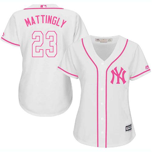 Yankees #23 Don Mattingly White/Pink Fashion Women's Stitched MLB Jersey Yankees #23 Don Mattingly White/Pink Fashion Women's Stitched MLB Jersey