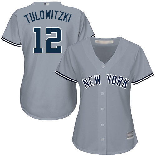 Yankees #12 Troy Tulowitzki Grey Road Women's Stitched MLB Jersey Yankees #12 Troy Tulowitzki Grey Road Women's Stitched MLB Jersey