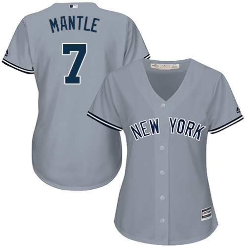 Yankees #7 Mickey Mantle Grey Road Women's Stitched MLB Jersey Yankees #7 Mickey Mantle Grey Road Women's Stitched MLB Jersey