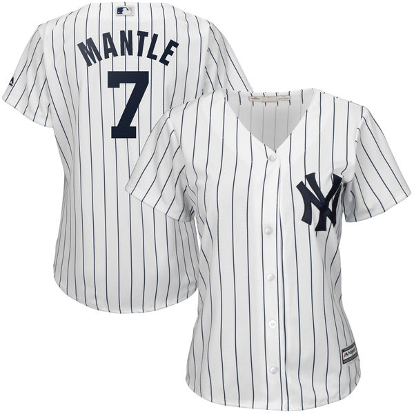 Yankees #7 Mickey Mantle White Strip Women's Fashion Stitched MLB Jersey Yankees #7 Mickey Mantle White Strip Women's Fashion Stitched MLB Jersey