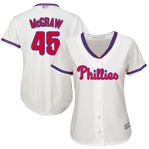 Phillies #45 Tug McGraw Cream Alternate Women's Stitched MLB Jersey Phillies #45 Tug McGraw Cream Alternate Women's Stitched MLB Jersey