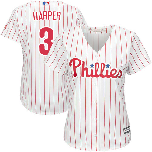 Phillies #3 Bryce Harper White(Red Strip) Home Women's Stitched MLB Jersey Phillies #3 Bryce Harper White(Red Strip) Home Women's Stitched MLB Jersey