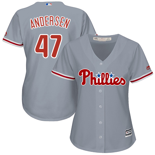 Phillies #47 Larry Andersen Grey Road Women's Stitched MLB Jersey Phillies #47 Larry Andersen Grey Road Women's Stitched MLB Jersey