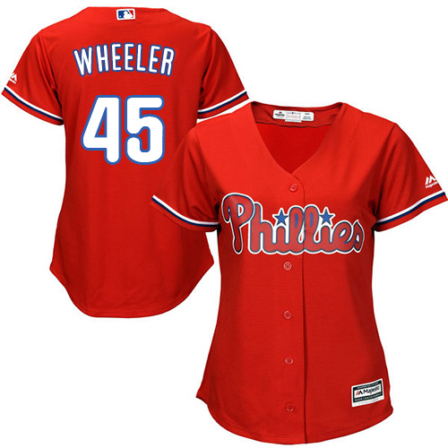 Phillies #45 Zack Wheeler Red Alternate Women's Stitched MLB Jersey Phillies #45 Zack Wheeler Red Alternate Women's Stitched MLB Jersey