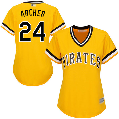 Pirates #24 Chris Archer Gold Alternate Women's Stitched MLB Jersey Pirates #24 Chris Archer Gold Alternate Women's Stitched MLB Jersey