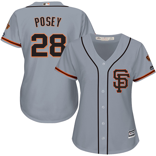 Giants #28 Buster Posey Grey Road 2 Women's Stitched MLB Jersey Giants #28 Buster Posey Grey Road 2 Women's Stitched MLB Jersey