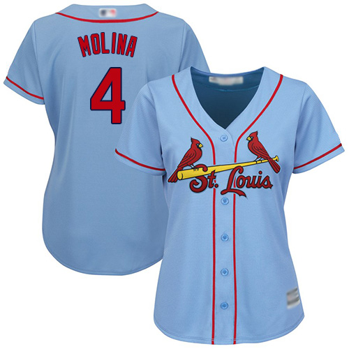 Cardinals #4 Yadier Molina Light Blue Alternate Women's Stitched MLB Jersey Cardinals #4 Yadier Molina Light Blue Alternate Women's Stitched MLB Jersey