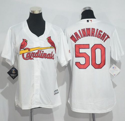 Cardinals #50 Adam Wainwright White Women's Home Stitched MLB Jersey Cardinals #50 Adam Wainwright White Women's Home Stitched MLB Jersey