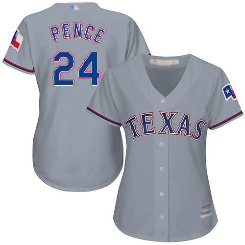 Rangers #24 Hunter Pence Grey Road Women's Stitched MLB Jersey Rangers #24 Hunter Pence Grey Road Women's Stitched MLB Jersey