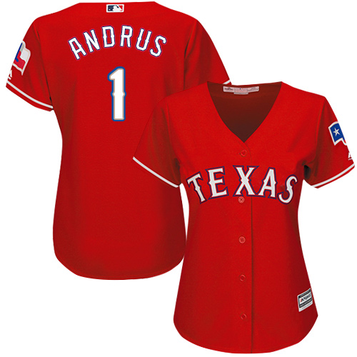Rangers #1 Elvis Andrus Red Alternate Women's Stitched MLB Jersey Rangers #1 Elvis Andrus Red Alternate Women's Stitched MLB Jersey