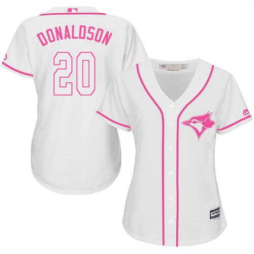 Blue Jays #20 Josh Donaldson White/Pink Fashion Women's Stitched MLB Jersey Blue Jays #20 Josh Donaldson White/Pink Fashion Women's Stitched MLB Jersey