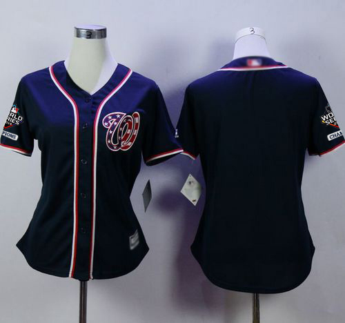 Nationals Blank Navy Blue Alternate 2 2019 World Series Champions Women's Stitched MLB Jersey