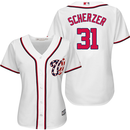 Nationals #31 Max Scherzer White Home Women's Stitched MLB Jersey Nationals #31 Max Scherzer White Home Women's Stitched MLB Jersey