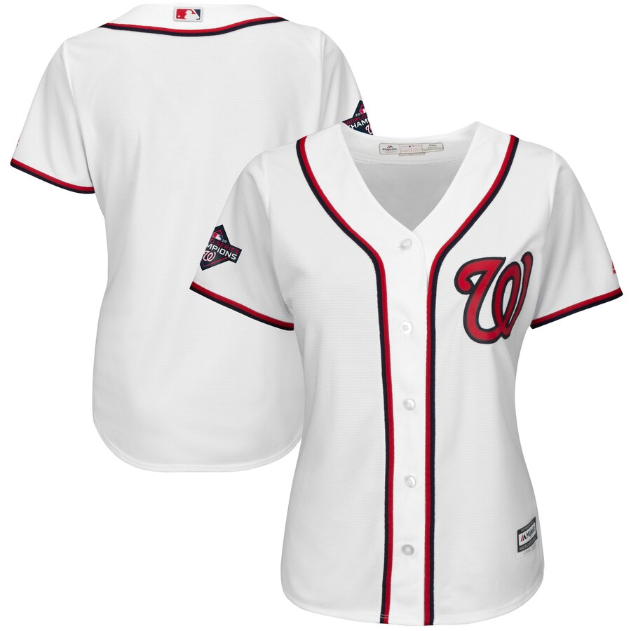 Washington Nationals Majestic Women's 2019 World Series Champions Home Cool Base Patch Jersey White