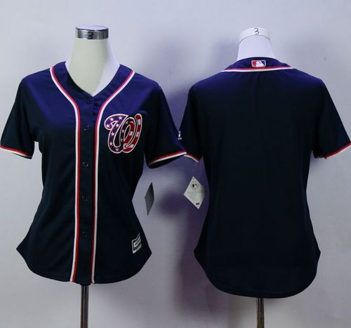 Nationals Blank Navy Blue Alternate 2 Women's Stitched MLB Jersey Nationals Blank Navy Blue Alternate 2 Women's Stitched MLB Jersey