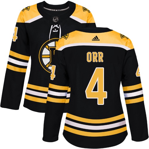 Adidas Bruins #4 Bobby Orr Black Home Authentic Women's Stitched NHL Jersey Adidas Bruins #4 Bobby Orr Black Home Authentic Women's Stitched NHL Jersey