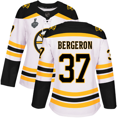 Adidas Bruins #37 Patrice Bergeron White Road Authentic Stanley Cup Final Bound Women's Stitched NHL Jersey Adidas Bruins #37 Patrice Bergeron White Road Authentic Stanley Cup Final Bound Women's Stitched NHL Jersey
