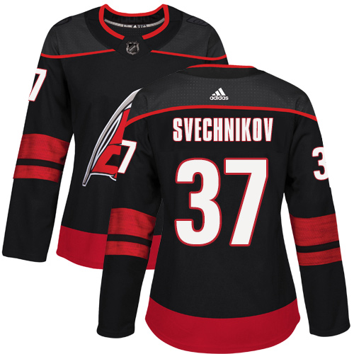 Adidas Hurricanes #37 Andrei Svechnikov Black Alternate Authentic Women's Stitched NHL Jersey Adidas Hurricanes #37 Andrei Svechnikov Black Alternate Authentic Women's Stitched NHL Jersey