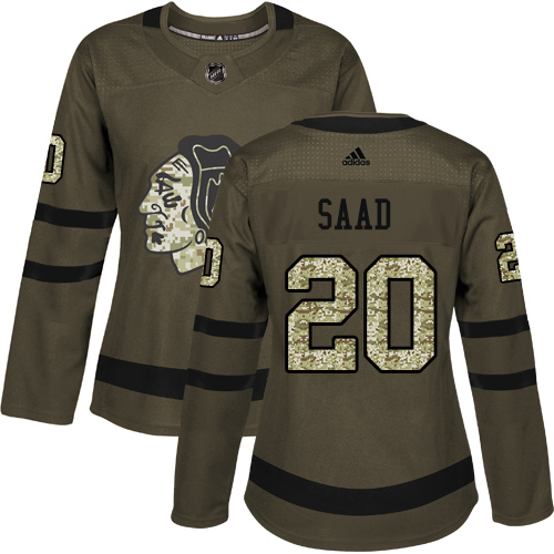 Adidas Blackhawks #20 Brandon Saad Green Salute to Service Women's Stitched NHL Jersey Adidas Blackhawks #20 Brandon Saad Green Salute to Service Women's Stitched NHL Jersey