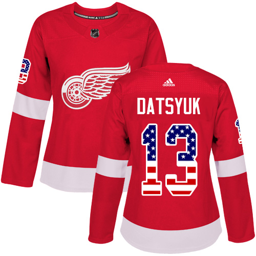 Adidas Red Wings #13 Pavel Datsyuk Red Home Authentic USA Flag Women's Stitched NHL Jersey Adidas Red Wings #13 Pavel Datsyuk Red Home Authentic USA Flag Women's Stitched NHL Jersey