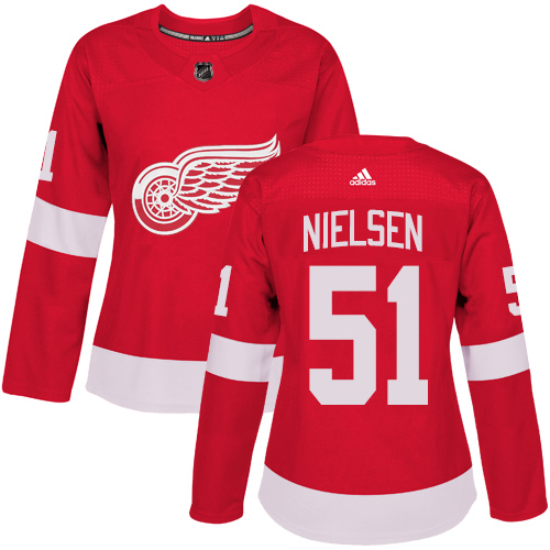 Adidas Red Wings #51 Frans Nielsen Red Home Authentic Women's Stitched NHL Jersey Adidas Red Wings #51 Frans Nielsen Red Home Authentic Women's Stitched NHL Jersey