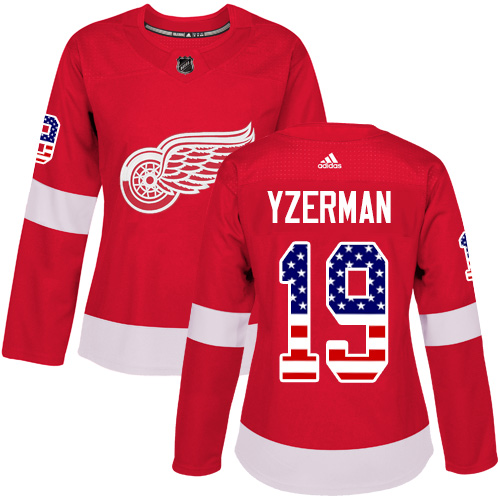 Adidas Red Wings #19 Steve Yzerman Red Home Authentic USA Flag Women's Stitched NHL Jersey Adidas Red Wings #19 Steve Yzerman Red Home Authentic USA Flag Women's Stitched NHL Jersey