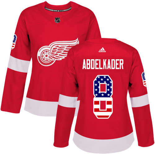 Adidas Red Wings #8 Justin Abdelkader Red Home Authentic USA Flag Women's Stitched NHL Jersey Adidas Red Wings #8 Justin Abdelkader Red Home Authentic USA Flag Women's Stitched NHL Jersey