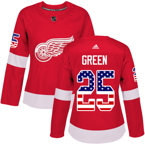 Adidas Red Wings #25 Mike Green Red Home Authentic USA Flag Women's Stitched NHL Jersey Adidas Red Wings #25 Mike Green Red Home Authentic USA Flag Women's Stitched NHL Jersey