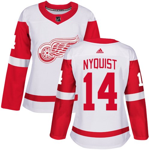Adidas Red Wings #14 Gustav Nyquist White Road Authentic Women's Stitched NHL Jersey Adidas Red Wings #14 Gustav Nyquist White Road Authentic Women's Stitched NHL Jersey
