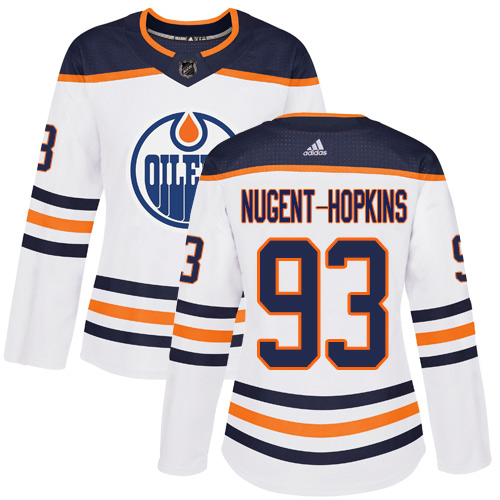 Adidas Oilers #93 Ryan Nugent-Hopkins White Road Authentic Women's Stitched NHL Jersey Adidas Oilers #93 Ryan Nugent-Hopkins White Road Authentic Women's Stitched NHL Jersey