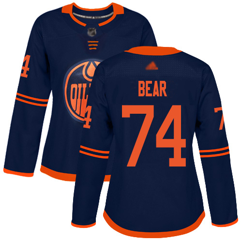 Adidas Oilers #74 Ethan Bear Navy Alternate Authentic Women's Stitched NHL Jersey