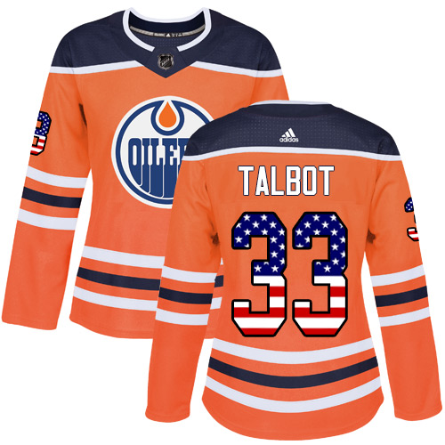 Adidas Oilers #33 Cam Talbot Orange Home Authentic USA Flag Women's Stitched NHL Jersey Adidas Oilers #33 Cam Talbot Orange Home Authentic USA Flag Women's Stitched NHL Jersey