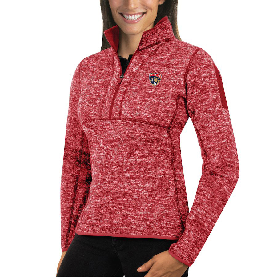 Florida Panthers Antigua Women's Fortune 1/2-Zip Pullover Sweater Red Florida Panthers Antigua Women's Fortune 1/2-Zip Pullover Sweater Red