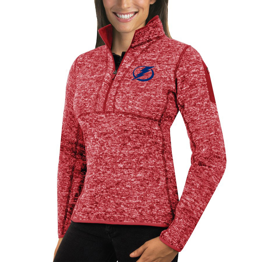 Tampa Bay Lightning Antigua Women's Fortune 1/2-Zip Pullover Sweater Red Tampa Bay Lightning Antigua Women's Fortune 1/2-Zip Pullover Sweater Red