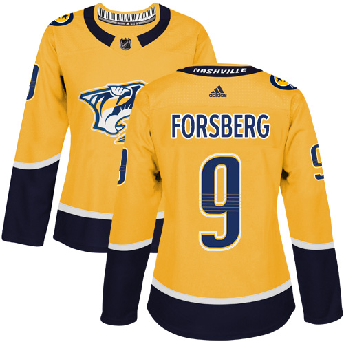 Adidas Predators #9 Filip Forsberg Yellow Home Authentic Women's Stitched NHL Jersey Adidas Predators #9 Filip Forsberg Yellow Home Authentic Women's Stitched NHL Jersey