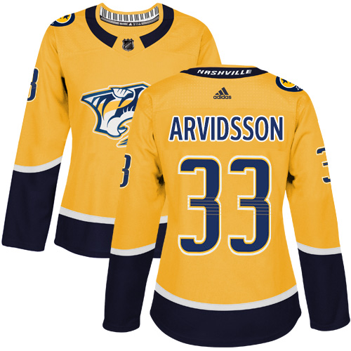 Adidas Predators #33 Viktor Arvidsson Yellow Home Authentic Women's Stitched NHL Jersey Adidas Predators #33 Viktor Arvidsson Yellow Home Authentic Women's Stitched NHL Jersey