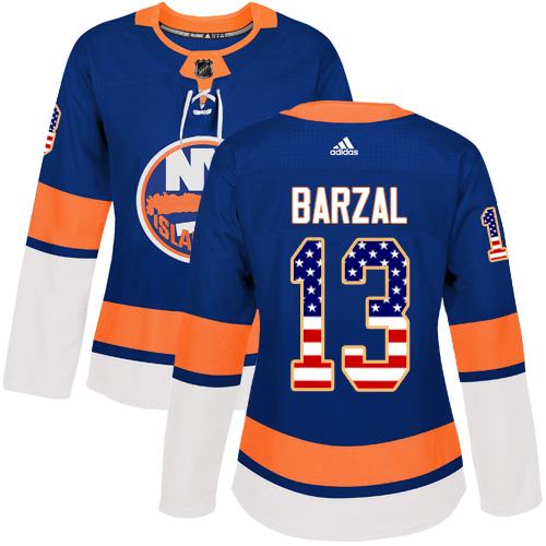 Adidas Islanders #13 Mathew Barzal Royal Blue Home Authentic USA Flag Women's Stitched NHL Jersey Adidas Islanders #13 Mathew Barzal Royal Blue Home Authentic USA Flag Women's Stitched NHL Jersey