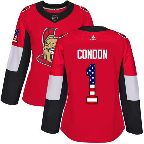 Adidas Senators #1 Mike Condon Red Home Authentic USA Flag Women's Stitched NHL Jersey Adidas Senators #1 Mike Condon Red Home Authentic USA Flag Women's Stitched NHL Jersey