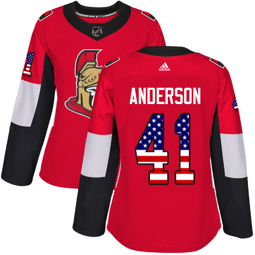Adidas Senators #41 Craig Anderson Red Home Authentic USA Flag Women's Stitched NHL Jersey Adidas Senators #41 Craig Anderson Red Home Authentic USA Flag Women's Stitched NHL Jersey