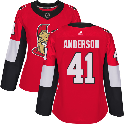 Adidas Senators #41 Craig Anderson Red Home Authentic Women's Stitched NHL Jersey