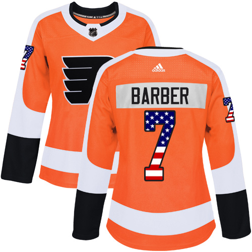 Adidas Flyers #7 Bill Barber Orange Home Authentic USA Flag Women's Stitched NHL Jersey Adidas Flyers #7 Bill Barber Orange Home Authentic USA Flag Women's Stitched NHL Jersey